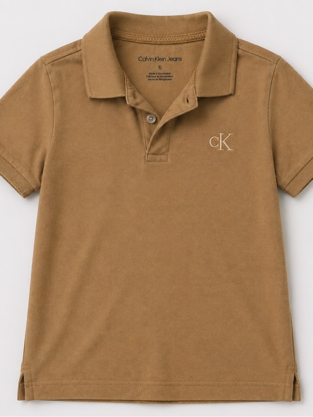 Calvin Klein Jeans Boys' Chest Logo Polo in Brown